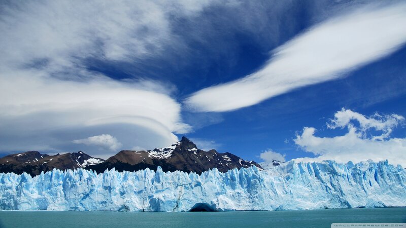 Glacier and Mountains — Blue, Dramatic, Afternoon, Photograph