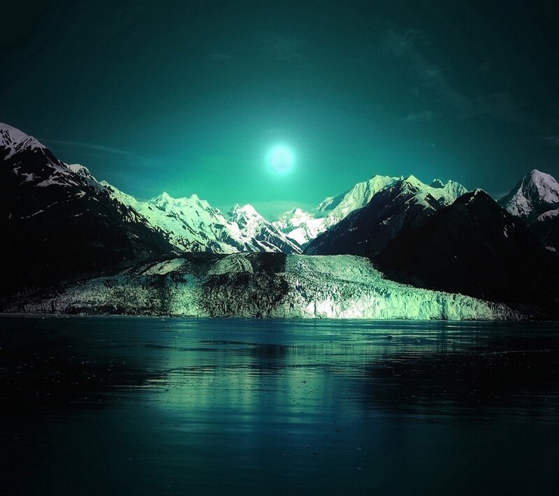 Glacier and Mountains — Green, Dramatic