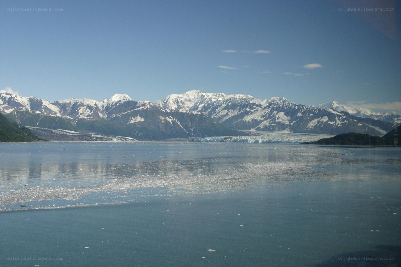 Glacier and snow-capped mountains
