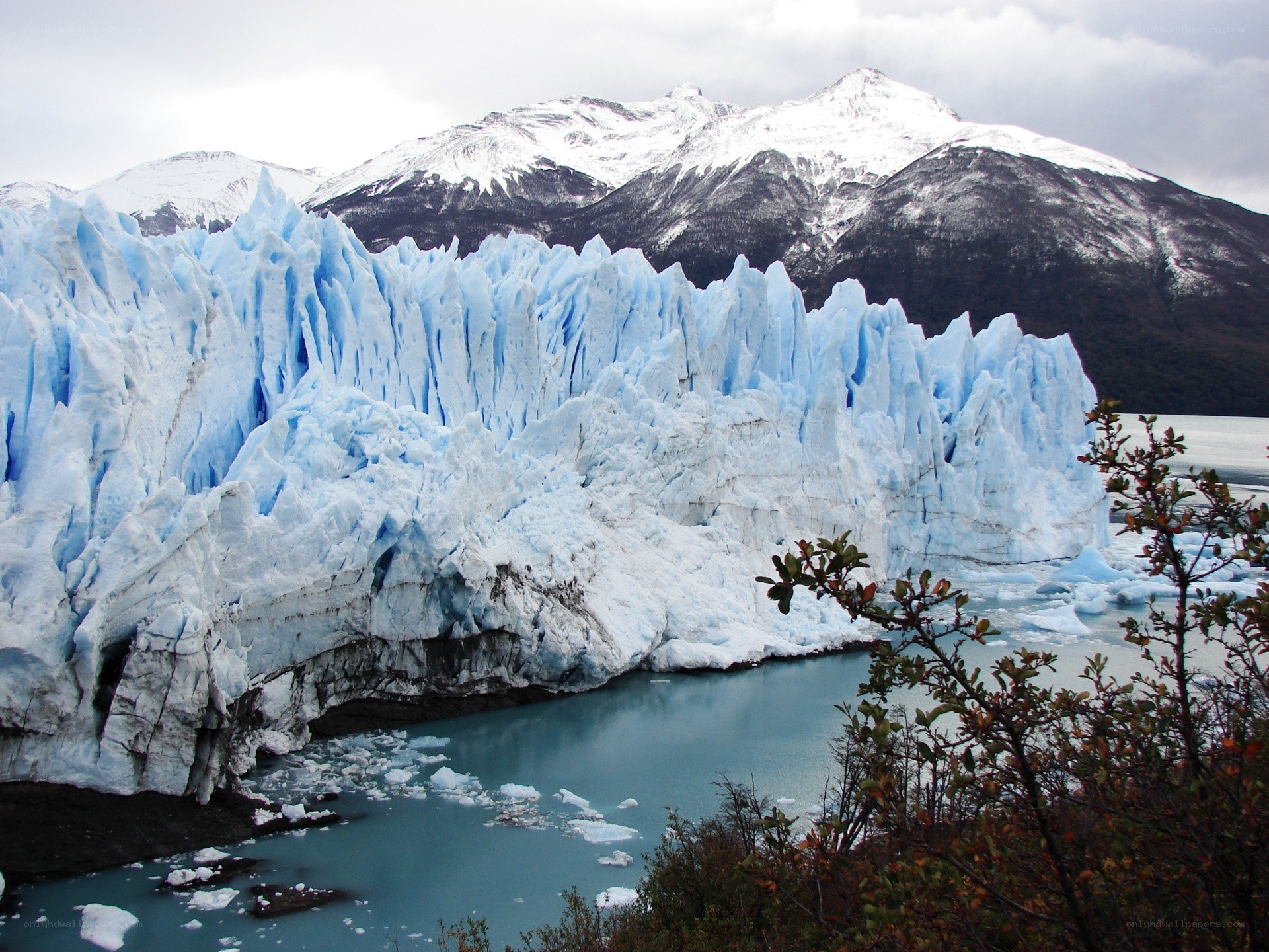 Glacier and snow-capped mountains
