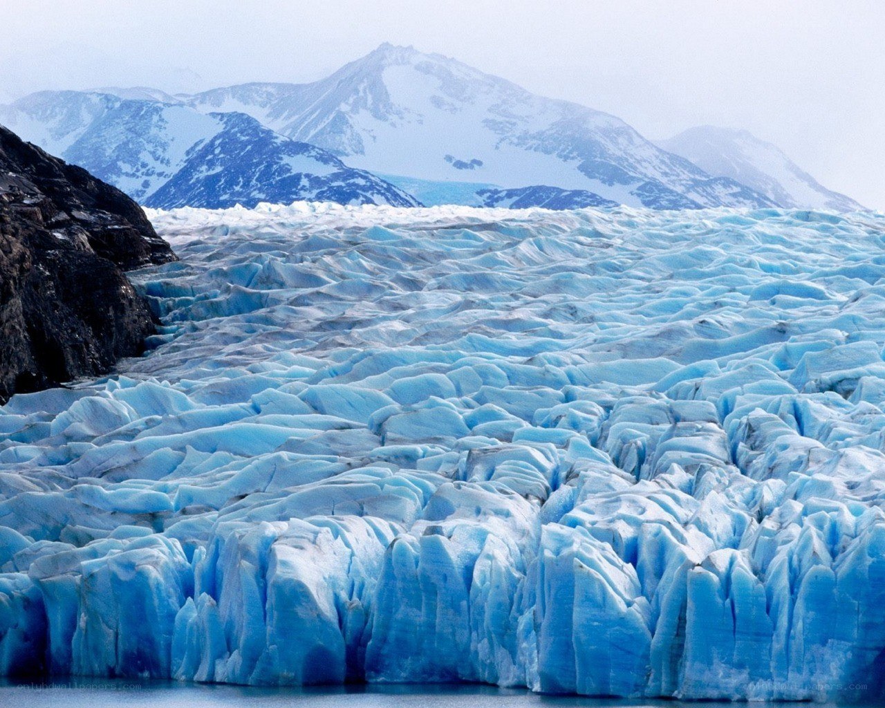 Glacier and snow-capped mountains