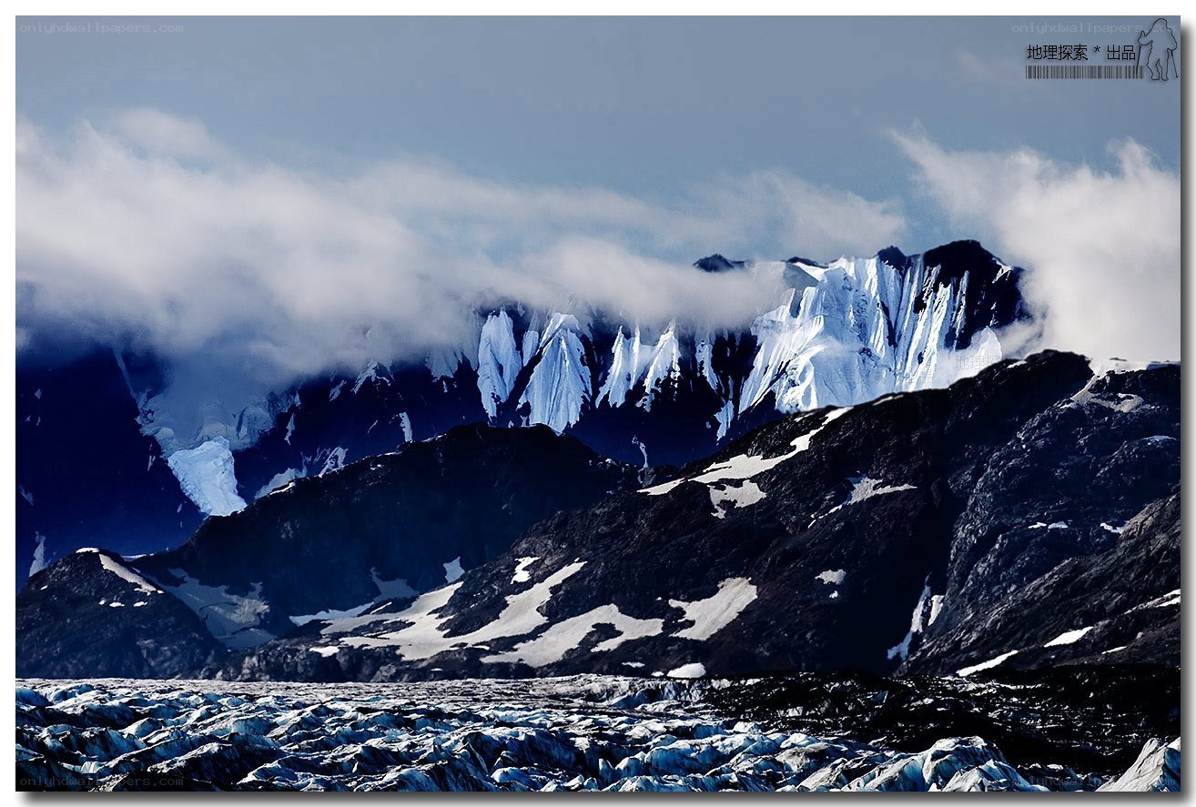 Glacier and snow-capped mountains