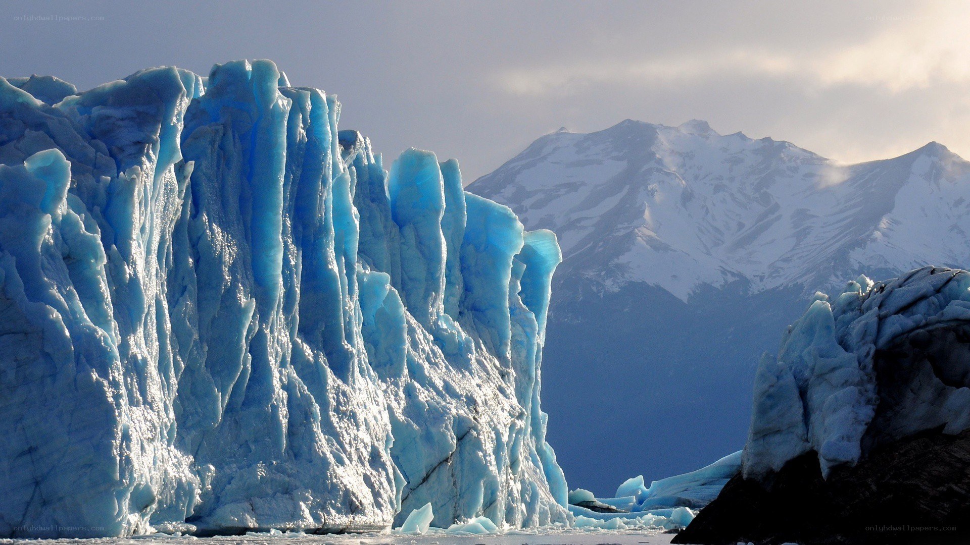 Glacier and snow-capped mountains