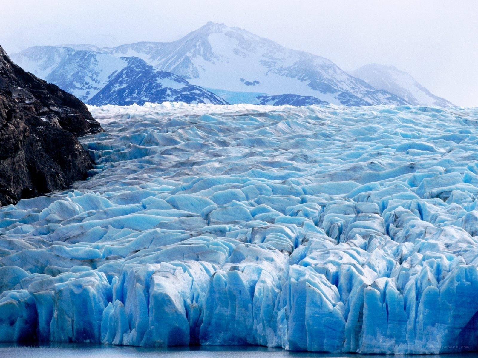Glacier and snow-capped mountains