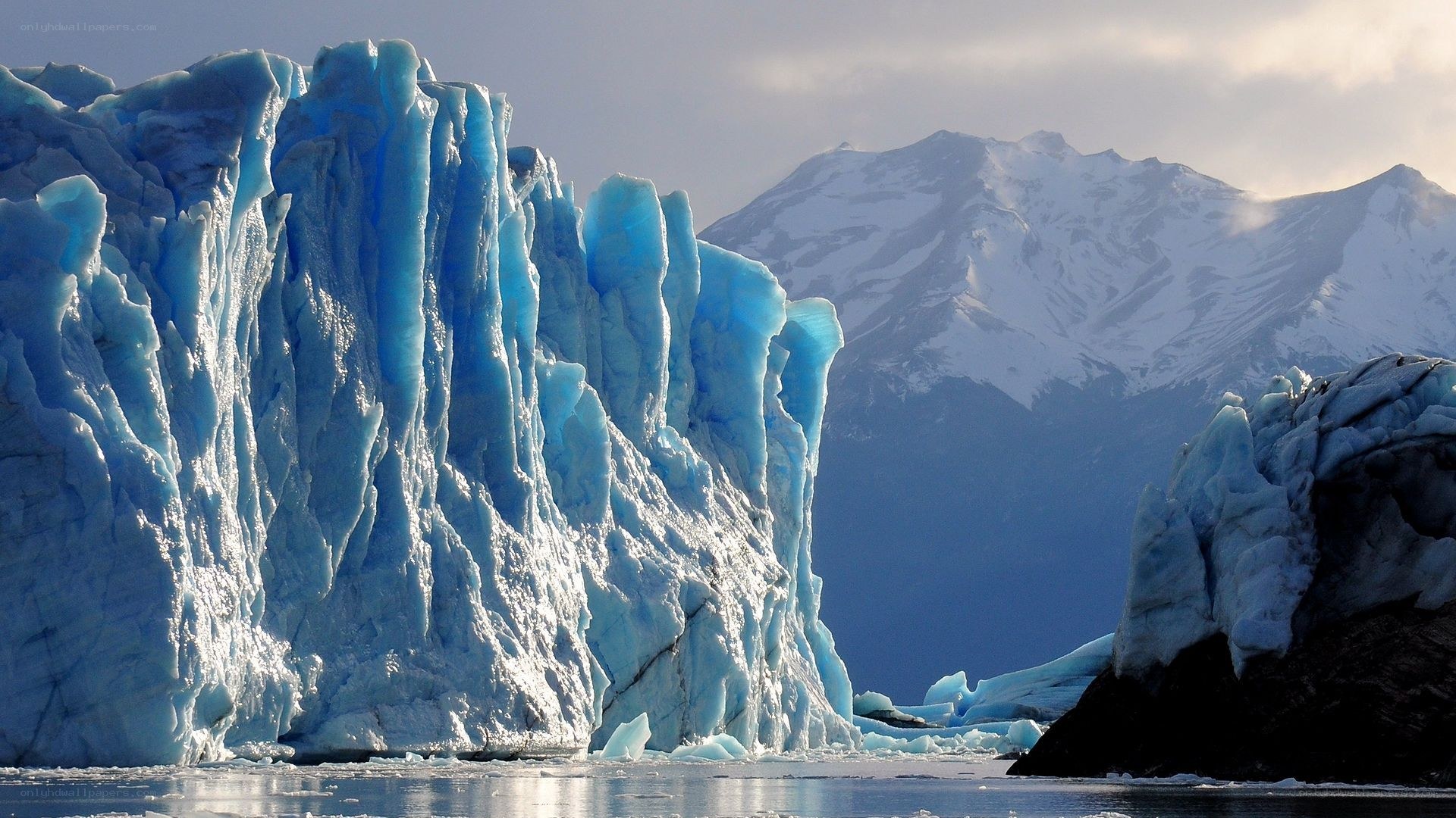 Glacier and snow-capped mountains