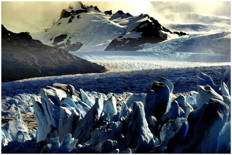 Glacier and snow-capped mountains