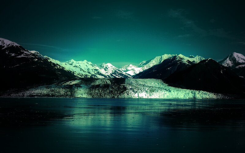Glacier and Snow-capped Mountains — Green, Dramatic