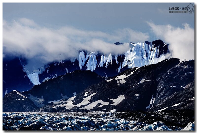 Glacier and Snow-covered Mountains — Blue, Dramatic