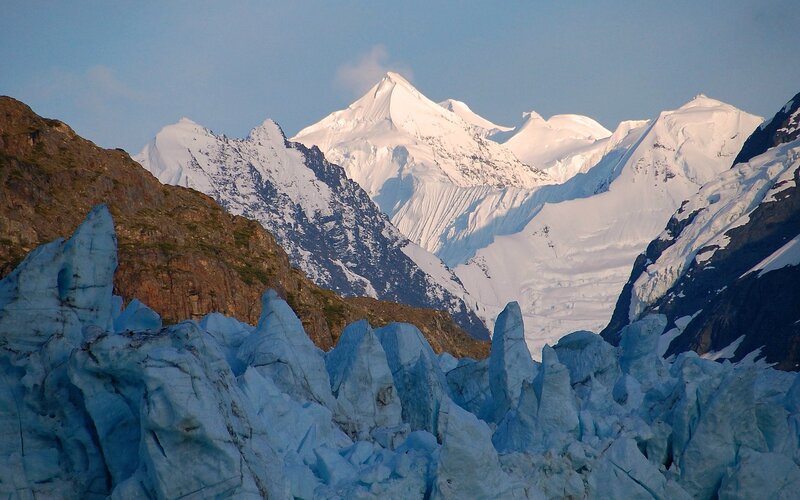 Glacier and Snow-covered Mountains