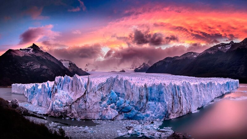 Glacier at Sunset — Blue, Dramatic