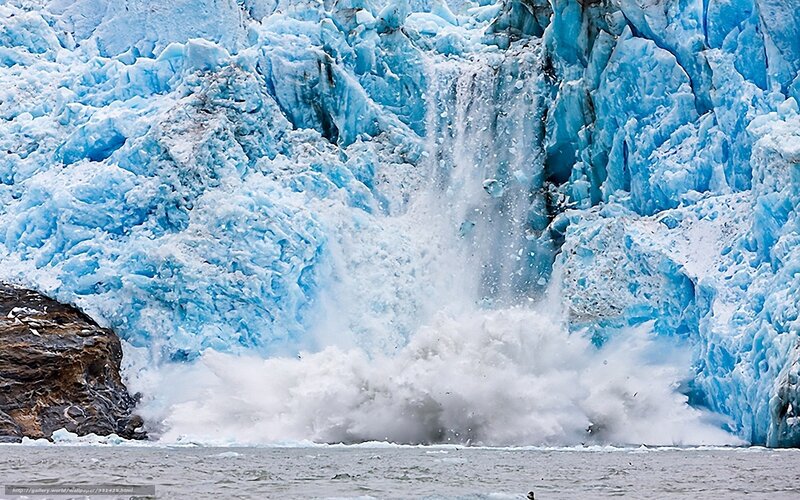 Glacier Calving Event — Blue, Dramatic