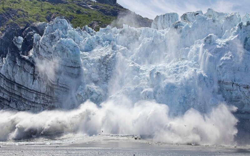 Glacier Calving Event — White