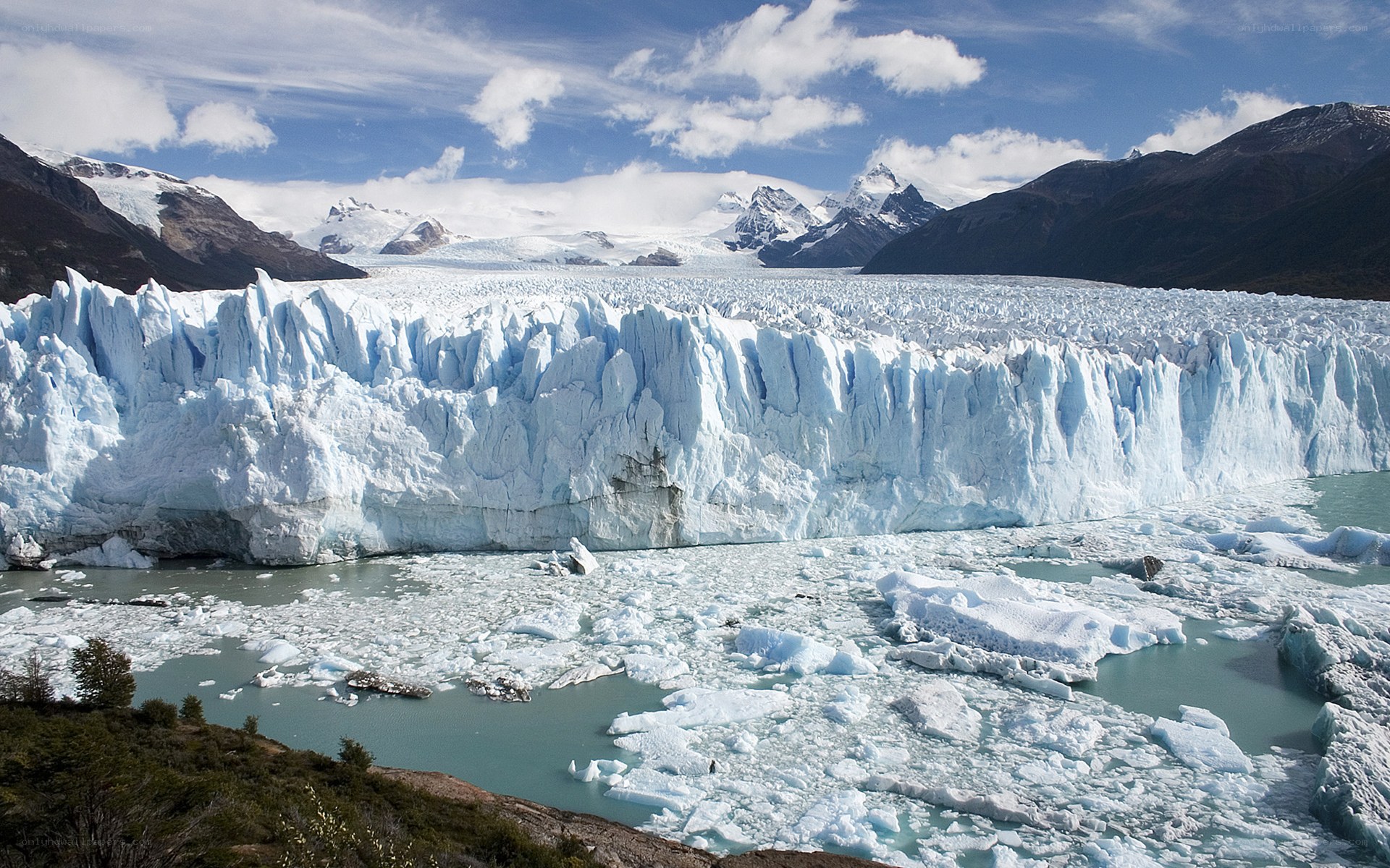 Glacier calving into a lake