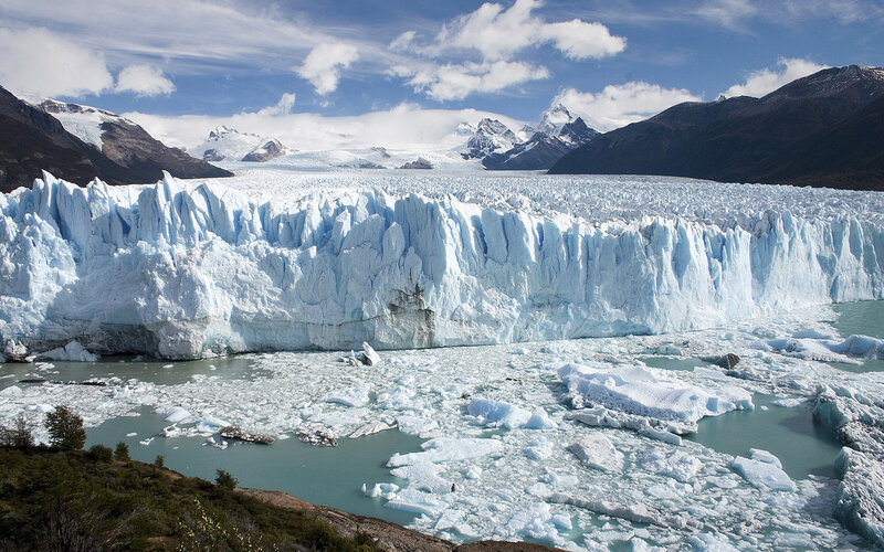 Glacier Calving into Lake — Afternoon
