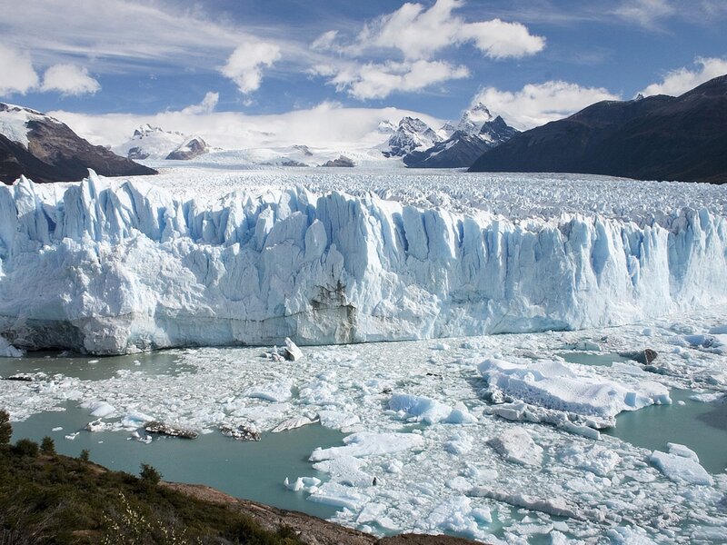 Glacier Calving into Lake — Blue, Dramatic