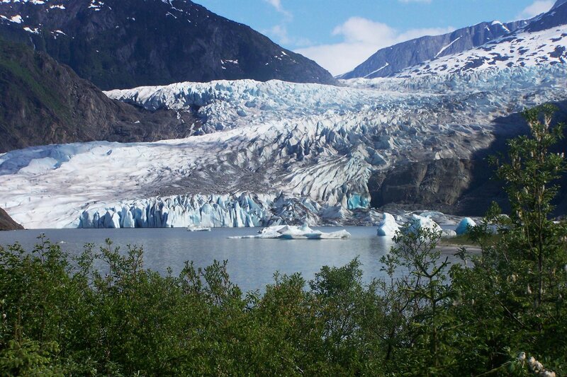 Glacier Calving into Lake — Blue, Serene, Afternoon