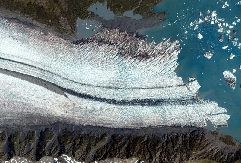 Glacier calving into ocean