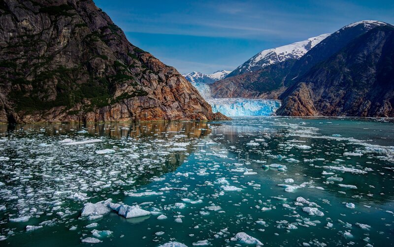 Glacier Calving into Water — Blue, Dramatic