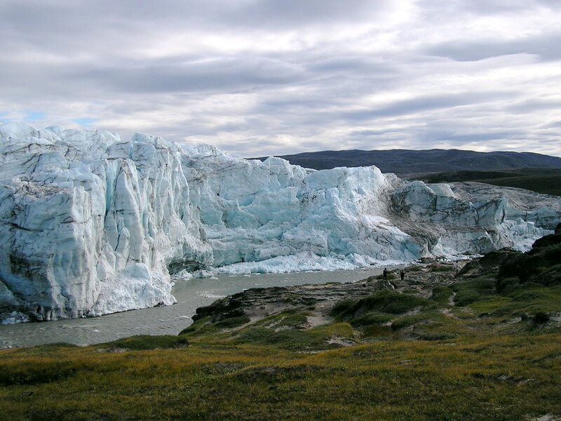 Glacier Calving into Water — White