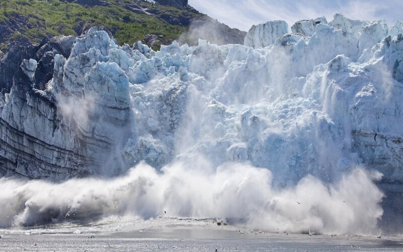 Glacier Calving — White, Dramatic