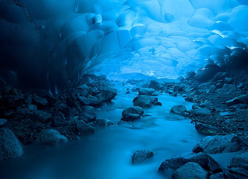 Glacier Cave Interior — Blue