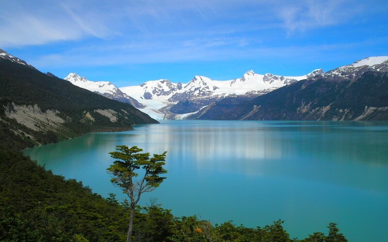 Glacier-fed Lake and Mountains — Blue, Serene, Afternoon, Photograph