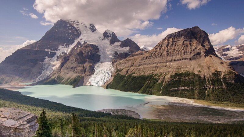 Glacier-fed Lake and Mountains — Blue, Serene
