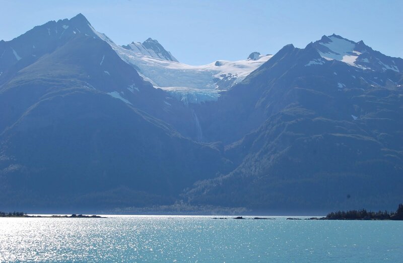 Glacier-fed Lake and Mountains — Blue