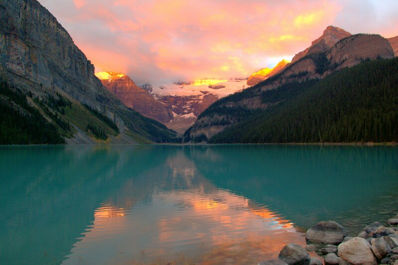 Glacier-fed Lake at Sunset