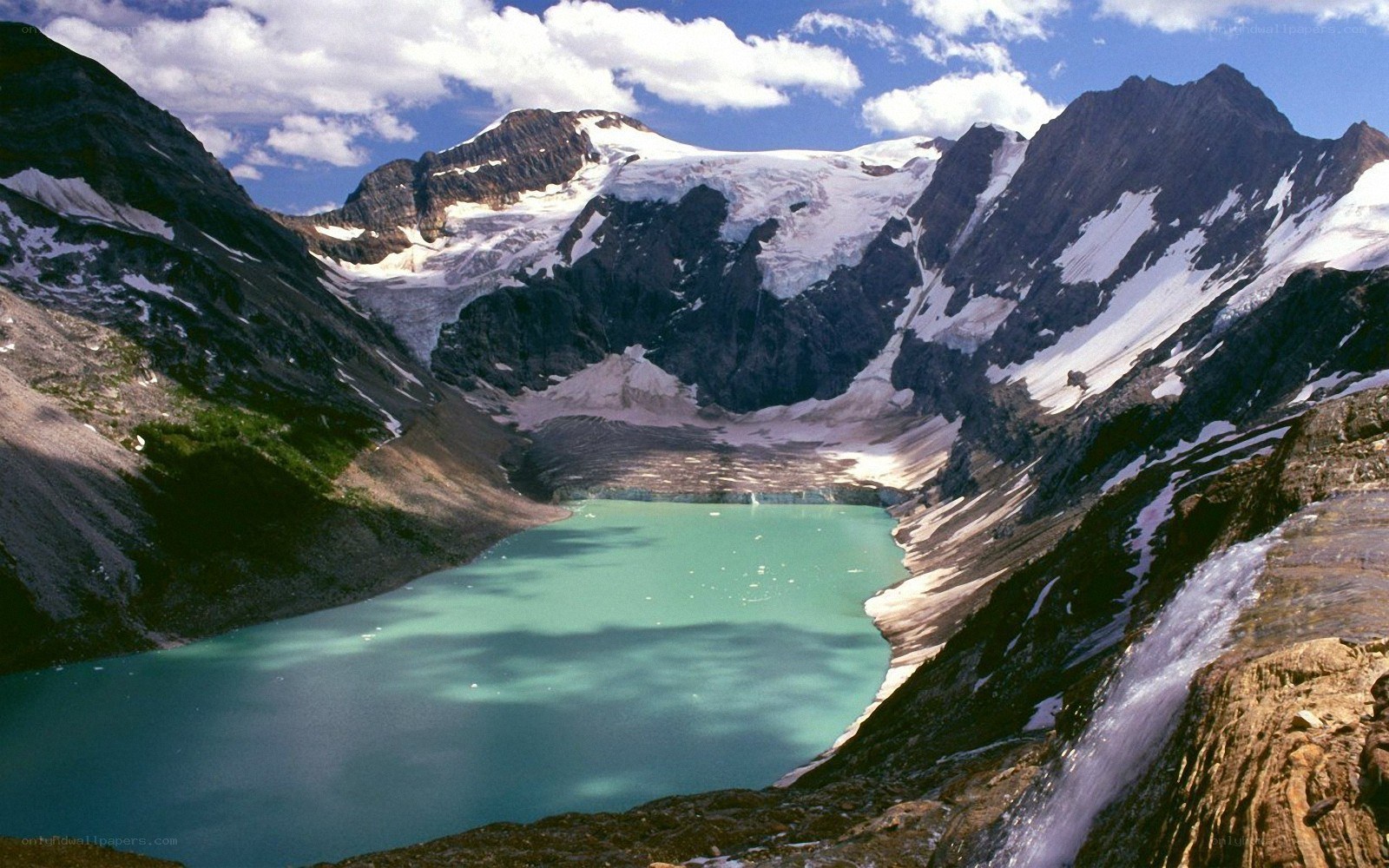glacier-fed lake in mountain valley