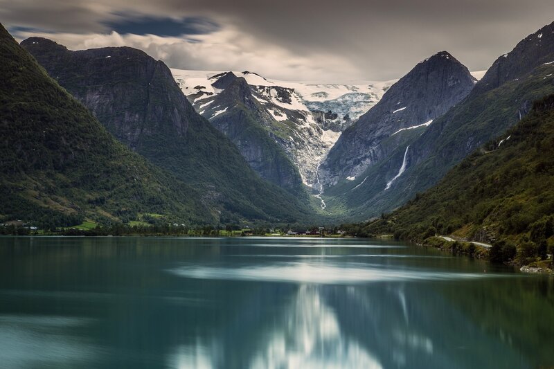 Glacier-fed Lake in Mountains — Blue