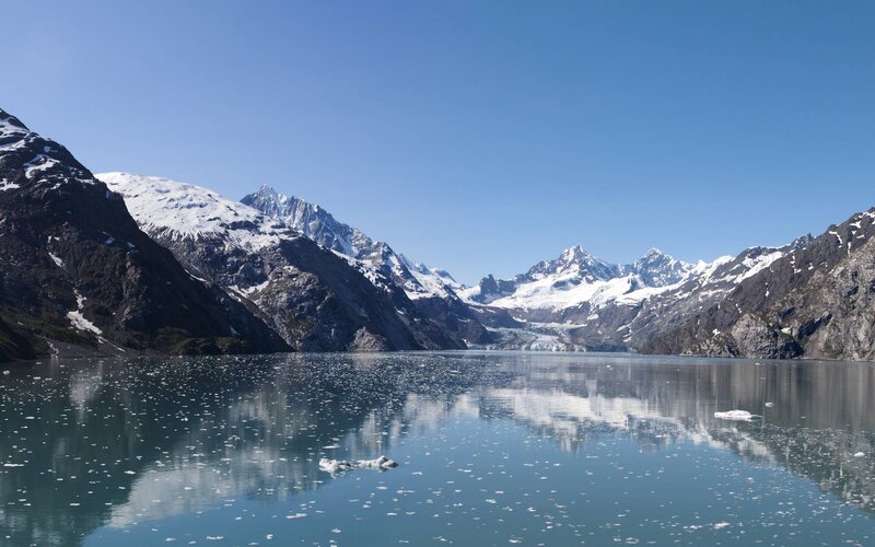 Glacier-fed Lake with Mountains