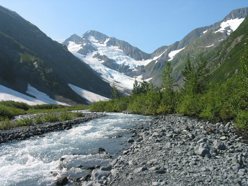 Glacier-fed River in Valley