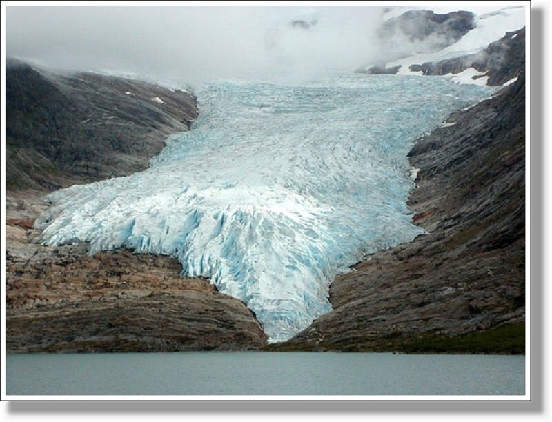 Glacier Flowing into Lake