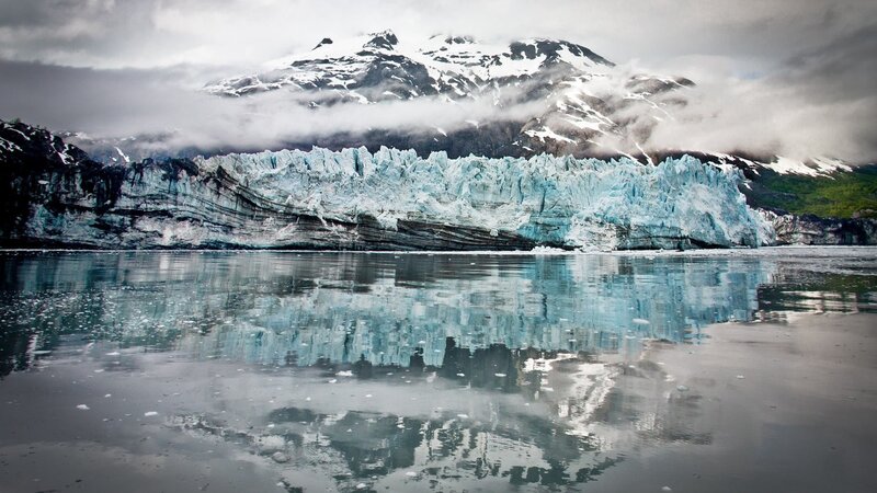 Glacier Front in Fjord — Blue