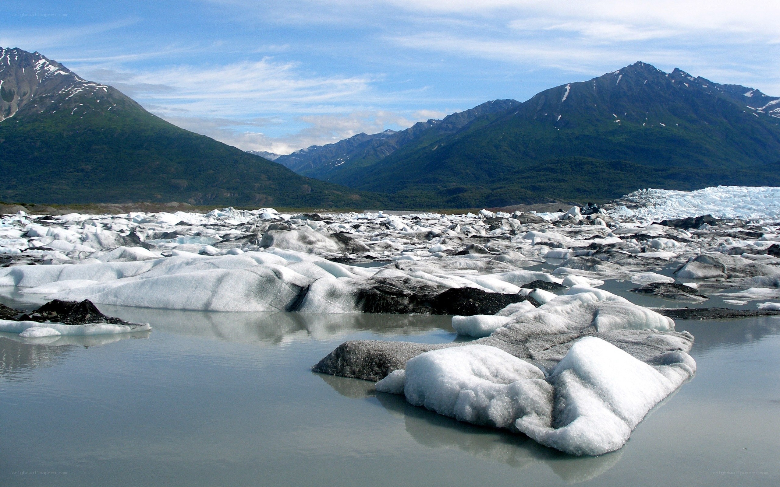 Glacier ice in a mountain lake