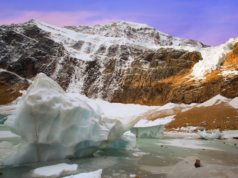 Glacier Ice in Mountain Lake