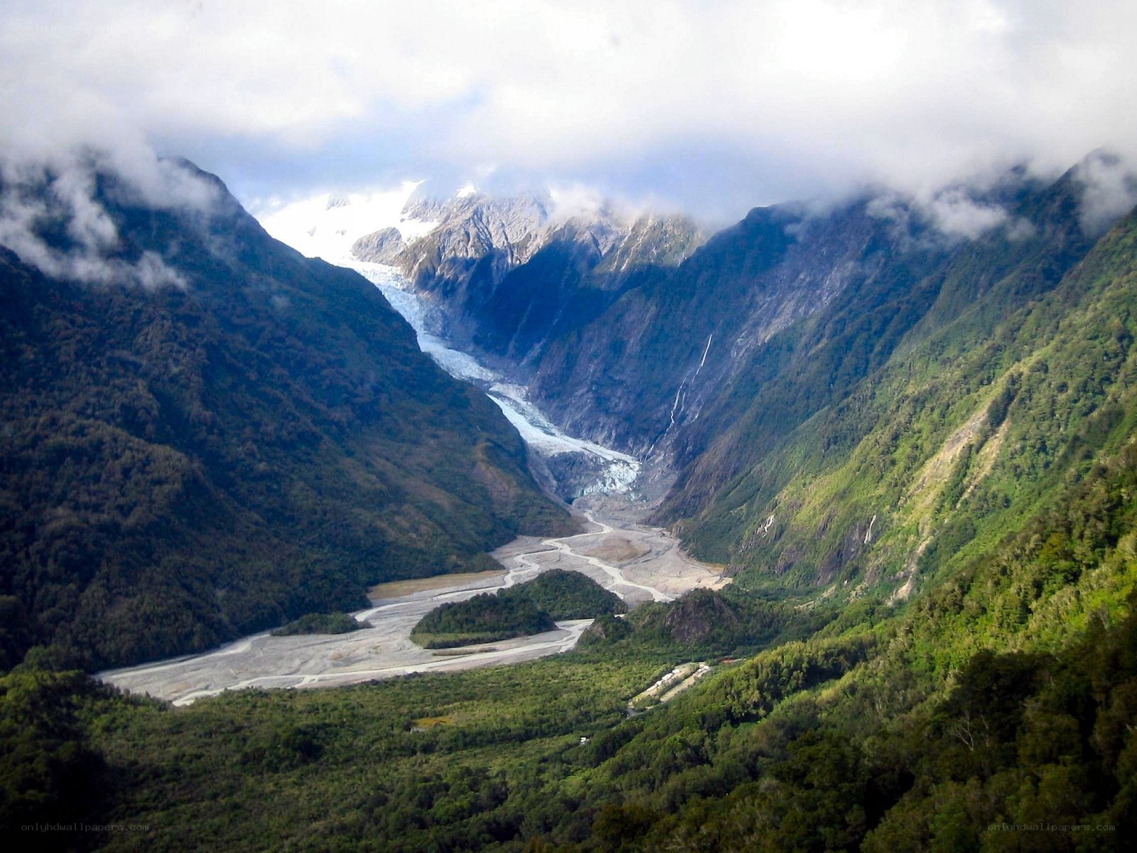 Glacier in a mountain valley