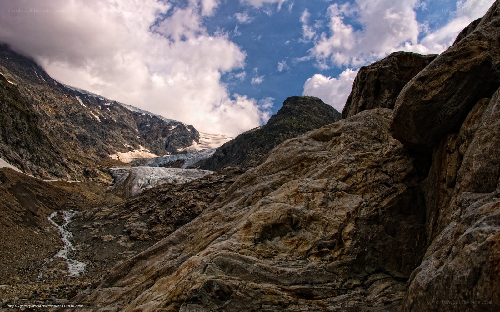 Glacier in a mountain valley