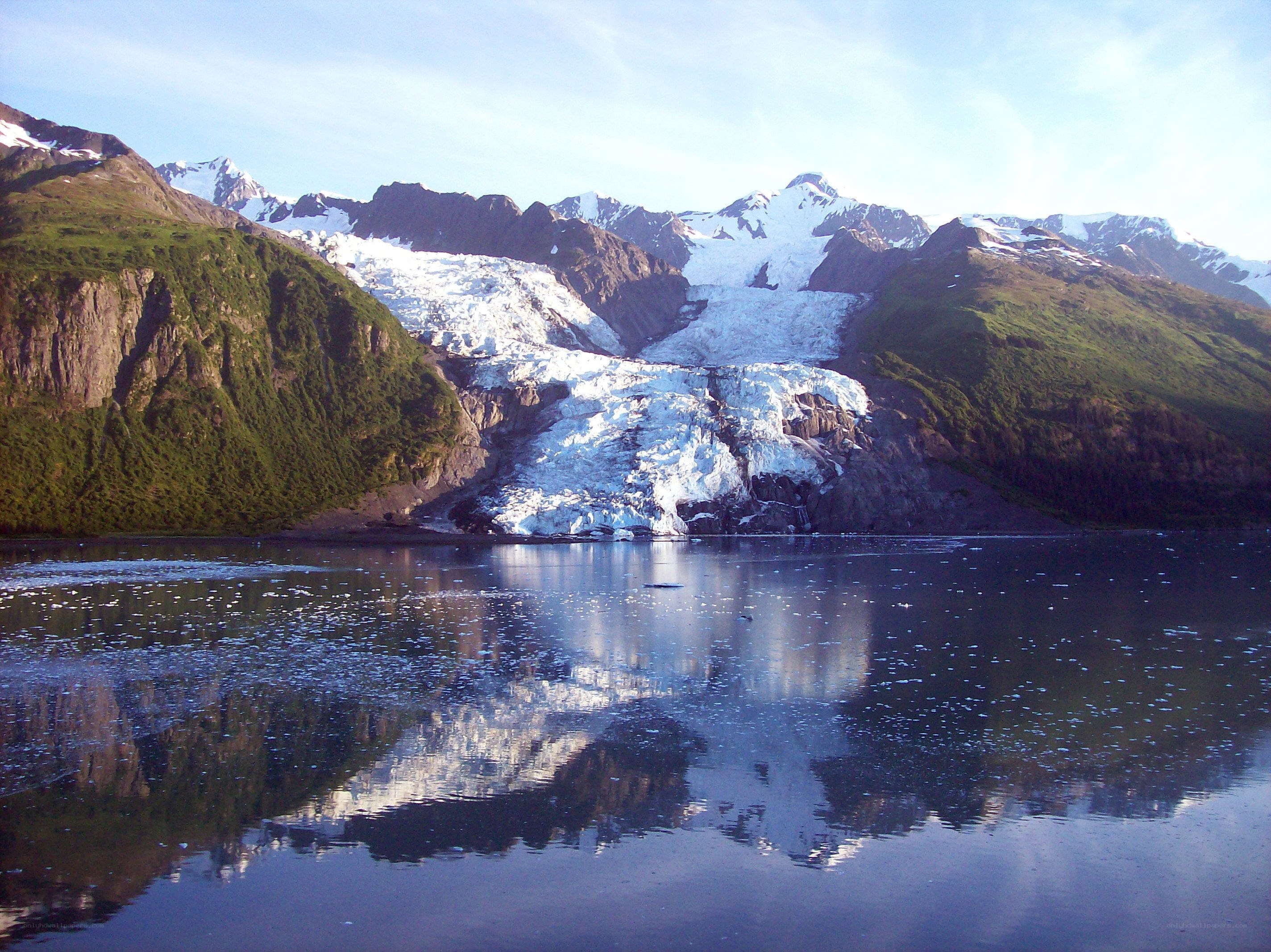 Glacier in a mountainous landscape