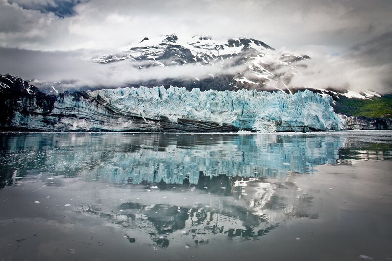 Glacier in Mountain Lake — Blue, Dramatic, Photograph