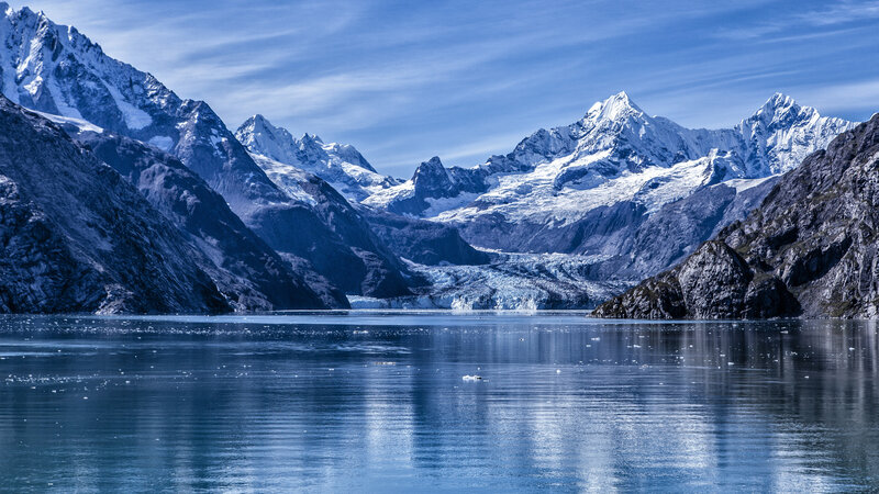 Glacier in Mountain Lake — Blue, Serene