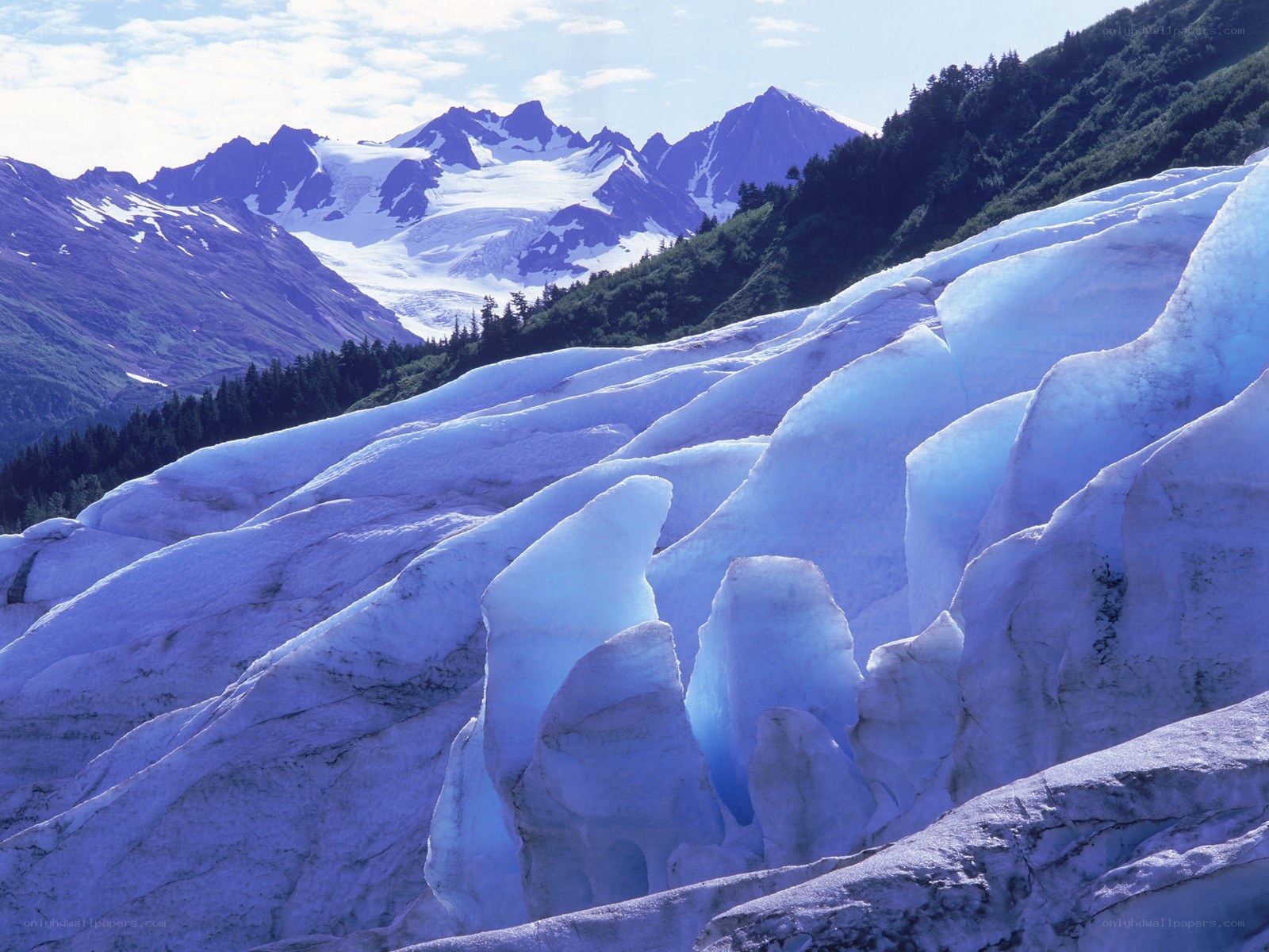Glacier in mountain landscape