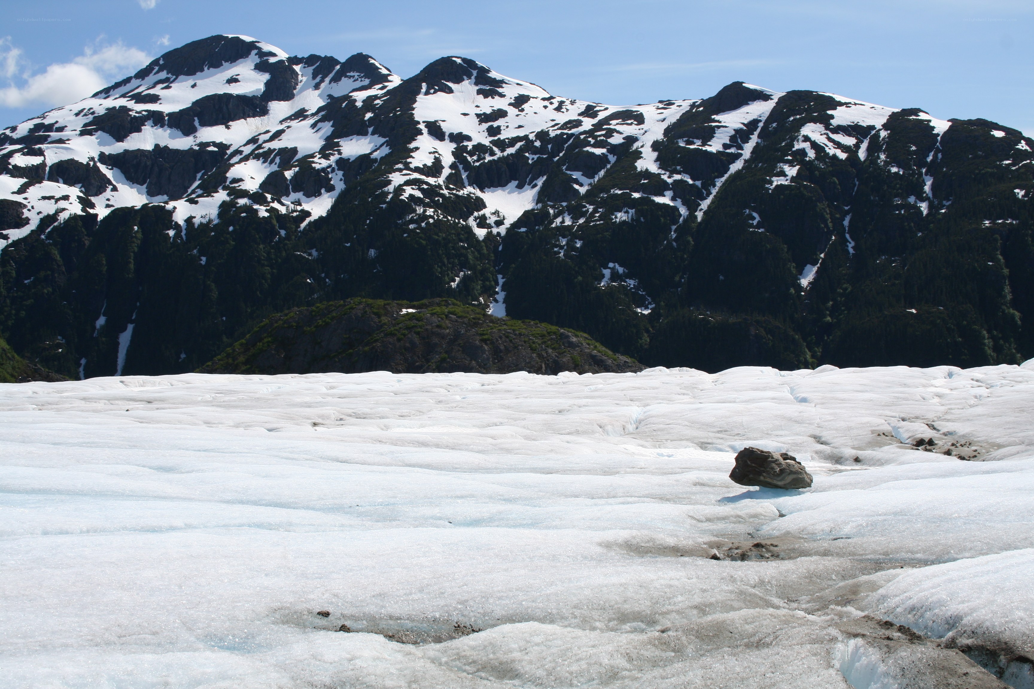 Glacier in mountain landscape