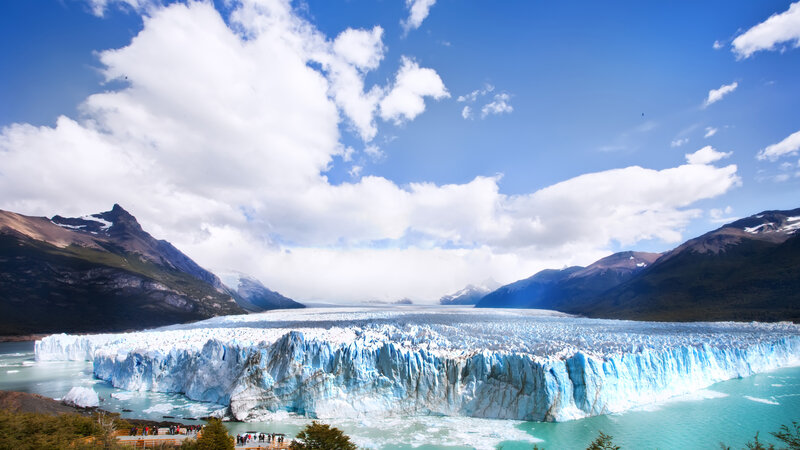 Glacier in Mountain Range — Blue, Dramatic, Afternoon, Photograph