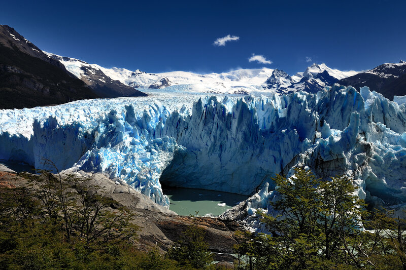 Glacier in Mountain Range — Blue, Dramatic, Afternoon