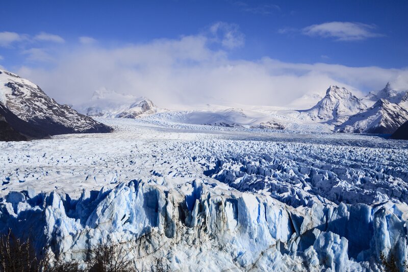 Glacier in Mountain Range — Blue, Dramatic, Winter