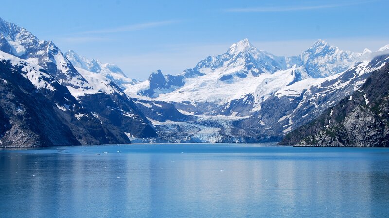 Glacier in Mountain Range — Blue, Serene, Afternoon, Photograph