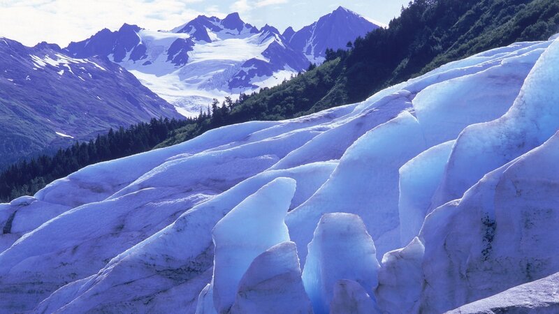 Glacier in Mountain Range — Blue, Serene, Afternoon
