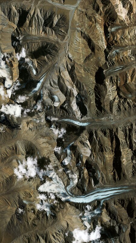 Glacier in Mountain Range — Brown